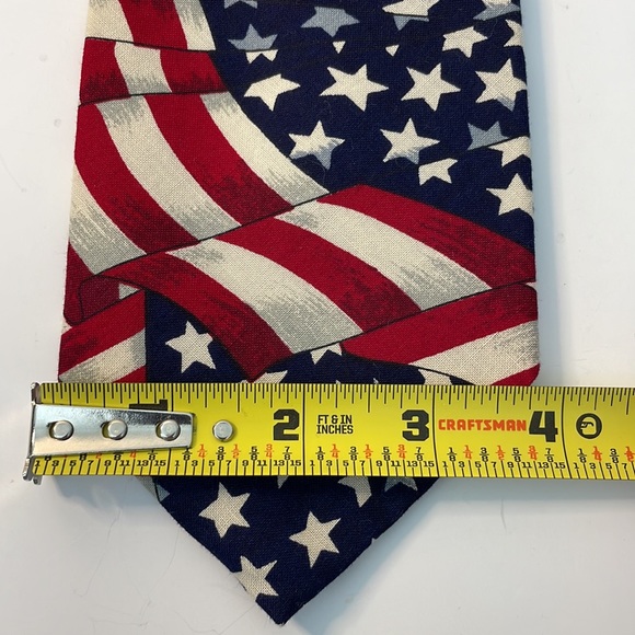 Americana Windsor Patriotic Tie Red White Blue American Flag Necktie - Picture 8 of 10